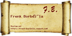 Frenk Borbála névjegykártya